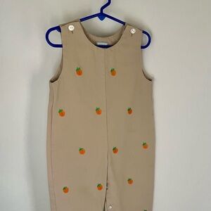 Boys 2T Charming Beige Bodysuit with Orange Pumpkin Embroidery